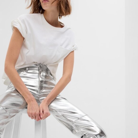 High Rise Faux Leather Cheeky Straight Leg Pants - Picture 2 of 6